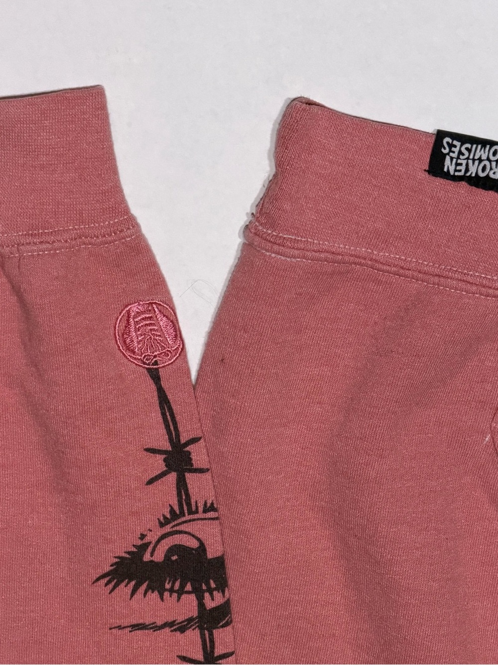 Men's Broken Promises Hoodie with Rose Graphic - Dusty Rose - Picture 6 of 8